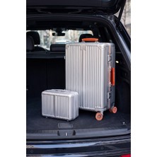 Zeplin Boxy Pc Policarbon 2'li Valiz Seti (Orta ve Makyaj) Silver Turuncu