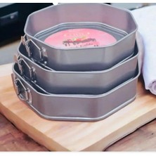 3'lü Sekizgen Kelepçeli Kek Kalıbı Nemere