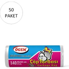 Küçük Boy Çöp Torbası 40 x 50 cm 40 Lı Rulo x 50 Paket = 2.000 Adet (Şeffaf) Nemere