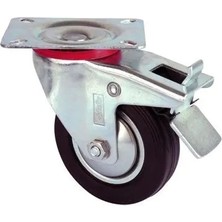 Servis Tekeri - Tablalı Frenli Siyah Döner - Çap 80 mm Nemere