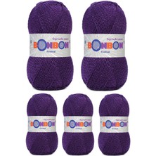 5 Adet Festival Simli Örgü Ipi Yünü Renk NO:232 Nemere