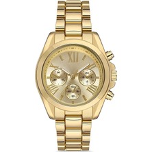 Zarif ve Şık Özel Tasarım Roma Rakam Detaylı  Metal Bayan Kol Saati (Gold) Nemere