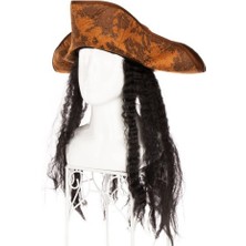 Siyah Saçlı Kaptan Korsan Şapkası Nemere