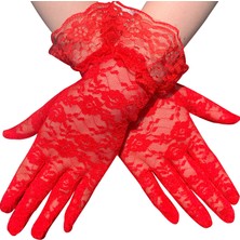 Kırmızı Dantelli Eldiven Yetişkin Nemere