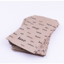 Bimotif Love Desenli Kese Kağıdı, Kraft-Siyah  18X30 cm - 25 Adet