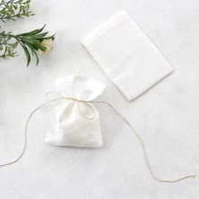 Bimotif Beyaz Osmanlı Ipeği Hediye Kesesi, 10X15 cm  3 Adet