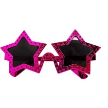 Fuşya Renk Yıldız Şekil Parti Gözlüğü Retro Nemere