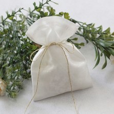 Bimotif Krem Osmanlı Ipeği Hediye ve Saklama Kesesi, 10X15 cm  3 Adet