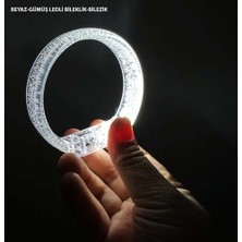 Beyaz-Gümüş LED Işıklı Baskı Yapılabilen Pilli Bileklik Bilezik 1,5 cm Genişlik Nemere