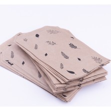 Bimotif Yaprak Desenli Kese Kağıdı, Kraft-Siyah  18X30 cm - 25 Adet