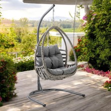 Rehome Malta Tek Kişilik Rattan Bahçe Salıncağı | Gri