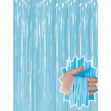 Nemere Soft Mavi Püsküllü Kapı Perdesi - Parti, Baby Shower, Sünnet Süsü, Cinsiyet Partisi 1x2 M Nem