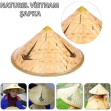Naturel Renk Cambodia Kamboçyalı Vietnam Şapkası Pvc Hasır Nemere