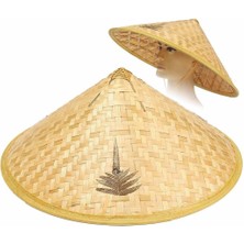 Naturel Renk Cambodia Kamboçyalı Vietnam Şapkası Pvc Hasır Nemere