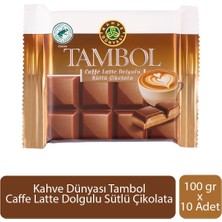 Kahve Dünyası Tambol Caffe Latte Dolgulu Sütlü Çikolata 100 gr x 10 Adet