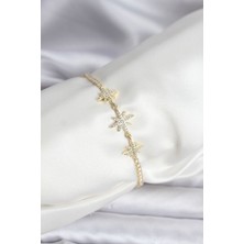 Kutup Yıldızı Model Zirkon Taşlı Gold Renk Su Yolu Kadın Bileklik Nemere