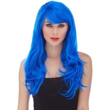 Nemere Mavi Renk Uzun Dalgalı Parti Peruğu (4887)