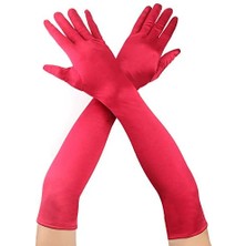 Nemere Kırmızı Renk Dirseğe Kadar Uzun Kumaş Eldiven 40 cm (4887)