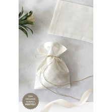 Bimotif 100 Adet Osmanlı Ipeği Kına, Söz, Nişan Hediye Kesesi, 10X15 Cm, Krem (20M Organze Kurdele Hediye)