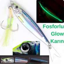 Eagenset Gerçekçi Lazer Hologram Metal Balık, Jig, Yapay Yem 20 gr 6.5 cm Mavi Sırt, Uv Neon Sarı Kafa, Fosforlu Glow Karın