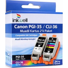İnkwell Inkwel Canon Pgı-35 / Clı-36 2'li Paket Siyah + Renkli Muadil Kartuş TR150/ İP100/ IP110 Uyumlu