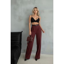 Haka Giyim Kadın Palazzo Pileli Pantolon Ithal Doubleface Kumaş Yüksek Kaliteli Ürün Yüksek Bel Kemerli