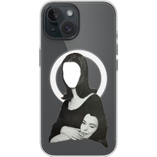 Adasena iPhone 15+ (Plus) Magsafe Şarj Özellikli Şeffaf Baskılı Desenli Kılıf - Collage