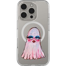 Adasena iPhone 16 Pro Max 6.9" Magsafe Şarj Özellikli Şeffaf Baskılı Desenli Kılıf - Mrs Ghost