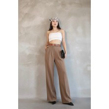 Haka Giyim Kadın Palazzo Pileli Pantolon Ithal Doubleface Kumaş Yüksek Kaliteli Ürün Yüksek Bel Kemerli