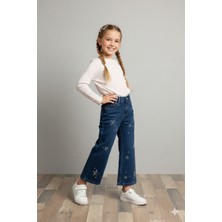 Breeze Kız Çocuk Önü Yıldızlı Kot Pantolon BRE-21928