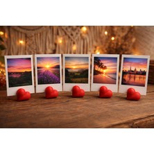 Instax Polaroid Fotoğraf Tutucu Kalp Figürlü Stand 5’li Kırmızı