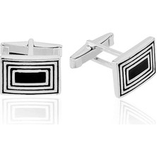 Özcömert Silver Gümüş Çizgili Kol Düğmesi