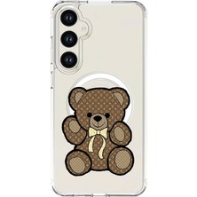 Adasena Samsung Galaxy S24 Uyumlu Magsafe Şarj Özellikli Şeffaf Baskılı Desenli Kılıf - Lou-Teddy
