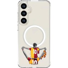 Adasena Samsung Galaxy S25 Uyumlu Magsafe Şarj Özellikli Şeffaf Baskılı Desenli Kılıf - Fanatik Sarı Kırmızı