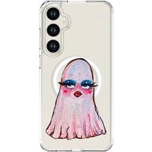 Adasena Samsung Galaxy S25-FE Uyumlu Magsafe Şarj Özellikli Şeffaf Baskılı Desenli Kılıf - Mrs Ghost