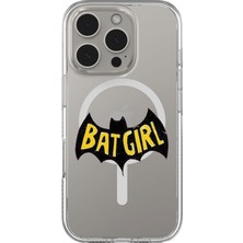 Adasena iPhone 16 Pro Magsafe Şarj Özellikli Şeffaf Baskılı Desenli Kılıf - Bat Woman