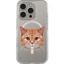 Adasena iPhone 15 Pro Max Magsafe Şarj Özellikli Şeffaf Baskılı Desenli Kılıf - Evimin Kedisi