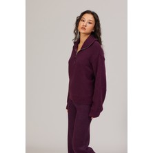 Nisan Triko Yakası Fermuarlı Triko Kazak