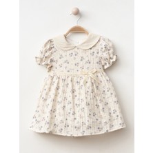 Lumia Baby Yaka Detaylı Çiçekli Kız Bebe Elbise