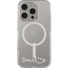 Adasena iPhone 15 Pro Max Magsafe Şarj Özellikli Şeffaf Baskılı Desenli Kılıf - Smile