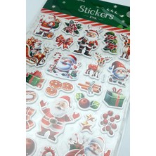 Bimotif Yılbaşı Yeşil Kabartmalı Eva Sticker, 21X25 cm  Noel Baba ve Geyik