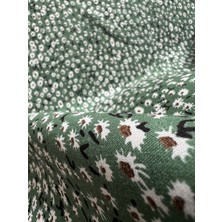 Elna Kumaş Adaçayı Yeşili Papatya Desenli Viskon Kumaş – Hafif, Akışkan ve Doğal Dokulu (150 cm En) ELNV101