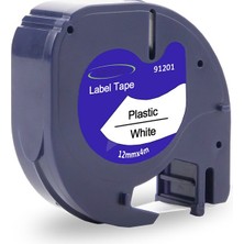 Lider & Nevada Dymo Letratag muadil Etiket Plastik Beyaz 4m x 12MM - 59422 Laminasyonlu