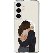 Adasena Samsung Galaxy S25-FE Uyumlu Magsafe Şarj Özellikli Şeffaf Baskılı Desenli Kılıf - Çok Aşığım