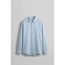 Abluka Online Erkek Relaxed Fit Uzun Kollu Dokulu Gömlek Mavi