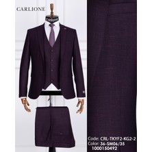 Fabio Cassel Slim Fit  Mono Yaka Çift Yırtmaçlı Astarlı Takım Elbise Yelekli