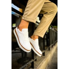 Aesco MN979 - Santoni Gbt Spor Erkek Ayakkabı Beyaz/taba