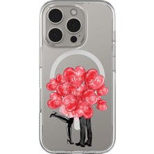Adasena iPhone 16 Pro Max 6.9" Magsafe Şarj Özellikli Şeffaf Baskılı Desenli Kılıf - Sevgilim
