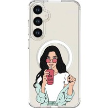 Adasena Samsung Galaxy S25+ Plus Uyumlu Magsafe Şarj Özellikli Şeffaf Baskılı Desenli Kılıf - Man Tears