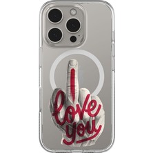Adasena iPhone 15 Pro 6.1 Inch Magsafe Şarj Özellikli Şeffaf Baskılı Desenli Kılıf - I Love You